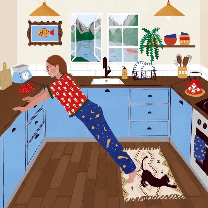Pajama Pilates by Maria Mankin, with illustrations by Maja Tomljanovic
