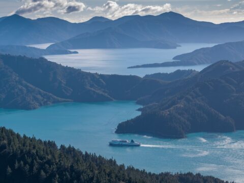 Ferry cruising through the Marlborough Sounds