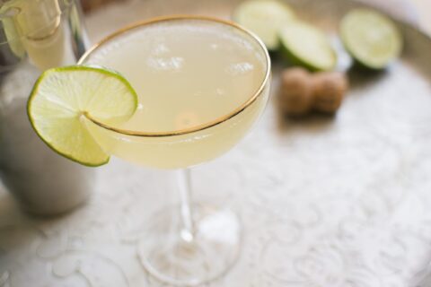 Daiquiri cocktail in a gold-rimmed glass